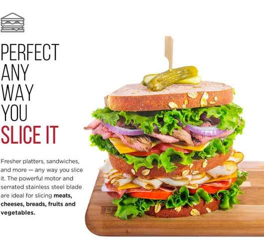 Chefman Die-Cast Electric Meat & Deli Slicer, A Powerful Machine with Adjustable Slice Thickness, Stainless Steel Blades & Safe Non-Slip Feet To Easily Cut Ham, Cheese, Bread, Fruit & Veggies At Home- NEW IN BOX!!!