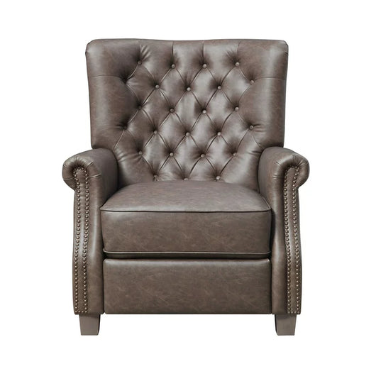 Better Homes & Garden Tufted Push Back Recliner, Brown Faux Leather Upholstery**New and assembled**