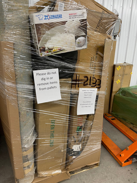 Jumbo huge liquidation pallet- over 7 ft tall ! Pallet number 2133