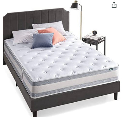 ZINUS 12 Inch Green Tea Cooling Gel Memory Foam Hybrid Mattress / Pocket Innersprings for Motion Isolation / Edge Support, Full!! NEW IN BOX!!