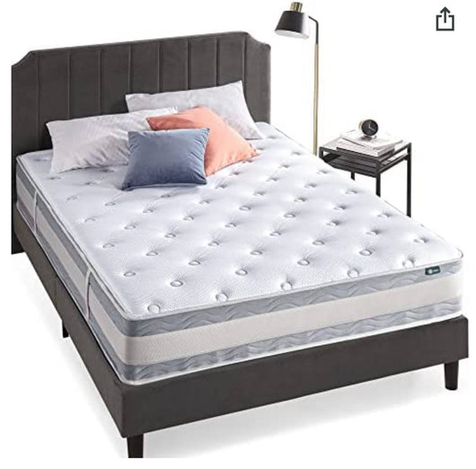 ZINUS 12 Inch Green Tea Cooling Gel Memory Foam Hybrid Mattress / Pocket Innersprings for Motion Isolation / Edge Support, Full!! NEW IN BOX!!