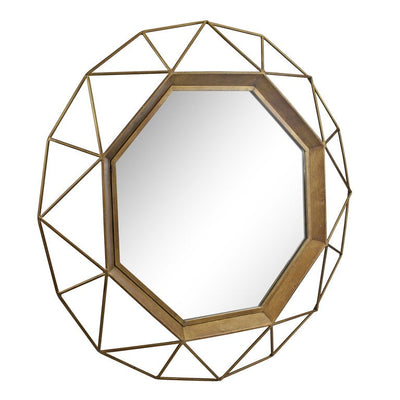 Stonebriar 28.3" Gold Modern Geometric Metal Wall Mirror**New**