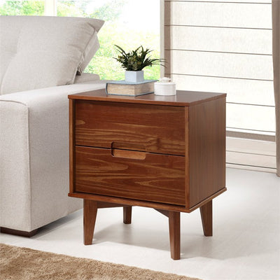 Walker Edison Mid Century Modern 2 Drawer Wood Nightstand - Walnut**New in Box**