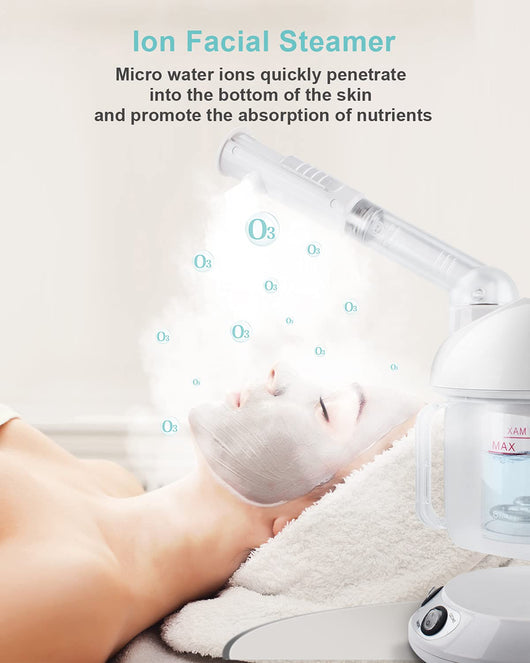Hair Steamer EZBASICS 2 in 1 Ion Facial Steamer with Extendable Arm Table Top Hair Humidifier Hot Mist Moisturizing Facial Atomizer Spa Face Steamer Design for Personal Care Use At Home or Salon**New in box**