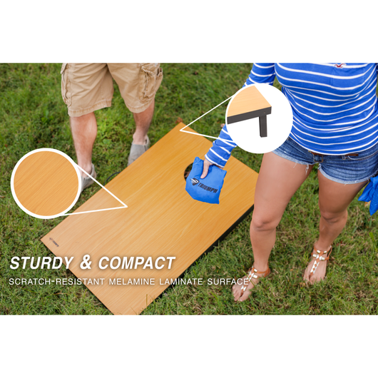 Triumph Tournament Bean Bag Toss Game with Two Wooden Portable Game Platforms on Foldable Legs and Eight Toss Bags**New in box**