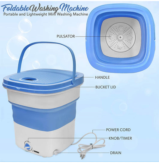 Portable Mini Washing Machine Lightweight Collapsible Bucket - Perfect for Camping, Travelling, Apartment, Dorm USA Brand - Pure Clean PUCWM33- New in Box!!!