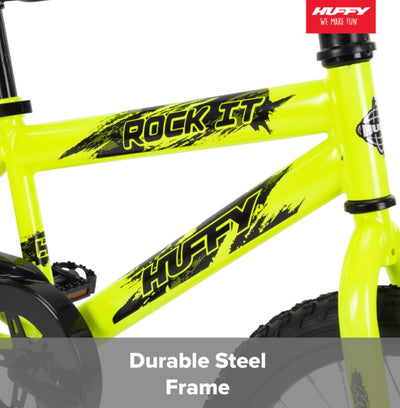 Huffy 18-Inch Rock It Boys Bike, Neon Powder Yellow- NEW AND ASSEMBLED!!!