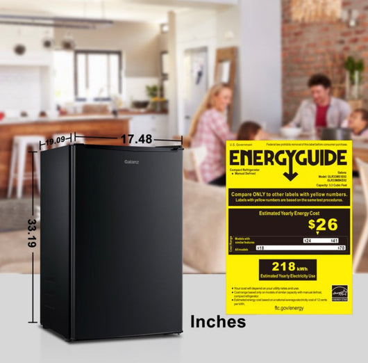 Galanz 3.3 Cu ft Single Door Mini Fridge, Black Estar- NEW OUT OF BOX