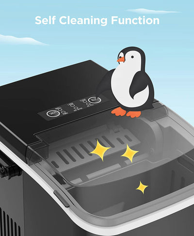 Silonn Countertop Ice Maker Machine with Handle, Portable Ice Makers Countertop, Makes up to 27 lbs. of Ice Per Day, 9 Cubes in 7 Mins, Self-Cleaning Ice Maker with Ice Scoop and Basket- Lightly Used, VERY Clean and works great/like new!