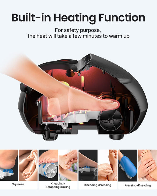 RENPHO Foot Massager Machine with Heat, Gifts for Men and Women, Shiatsu Deep Kneading, Delivers Relief for Tired Muscles and Plantar Fasciitis, Fits Feet Up to Men Size 12(Black)**New in box**