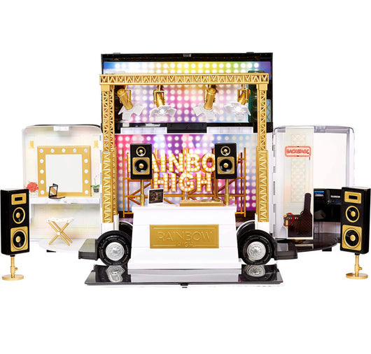 Rainbow High Rainbow Vision World Tour Bus & Stage. 4-in-1 Light-Up Play Deluxe Toy Playset Including DJ Booth and Accessories- NEW IN BOX!!!
