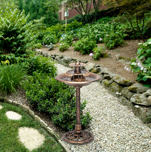 Alpine Corporation 3-Tiered Pedestal Outdoor Water Fountain and Bird Bath, Bronze- NEW IN BOX!!!
