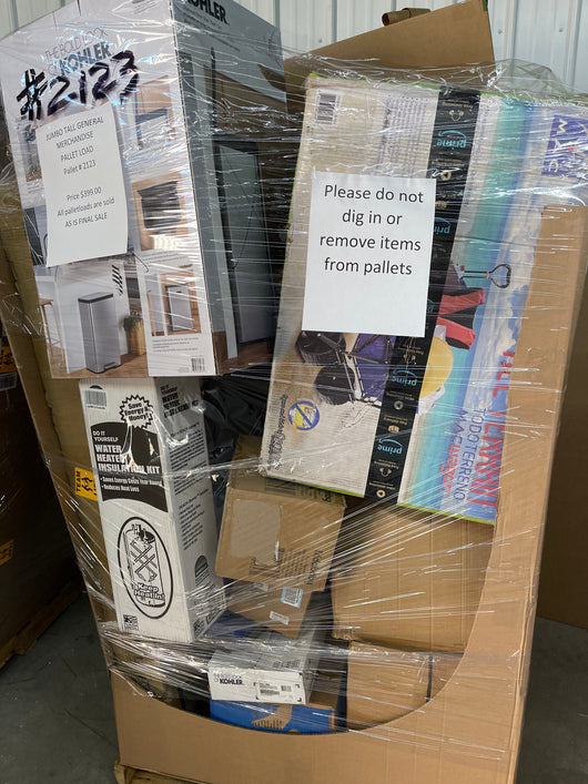 Jumbo huge liquidation pallet- over 7 ft tall ! Pallet number 2123