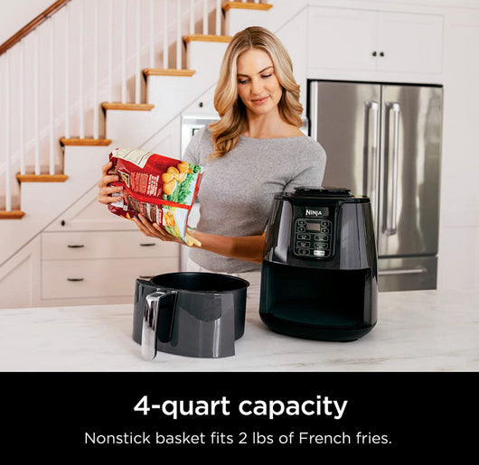 Ninja AF101 Air Fryer that Crisps, Roasts, Reheats, & Dehydrates, for Quick, Easy Meals, 4 Quart Capacity, & High Gloss Finish, Black/Grey- NEW IN BOX!!! (Missing recipe book)