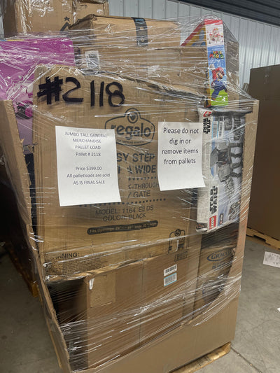 Jumbo huge liquidation pallet- over 7 ft tall ! Pallet number 2118
