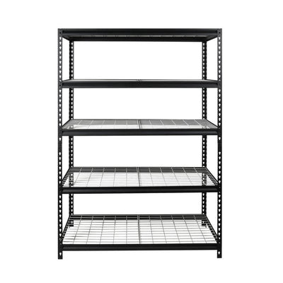 WORKPRO 48" W x 24" D x 72" H 5-Shelf Freestanding Shelves, Black and Silver**New in Box**