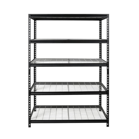 WORKPRO 48" W x 24" D x 72" H 5-Shelf Freestanding Shelves, Black and Silver**New in Box**