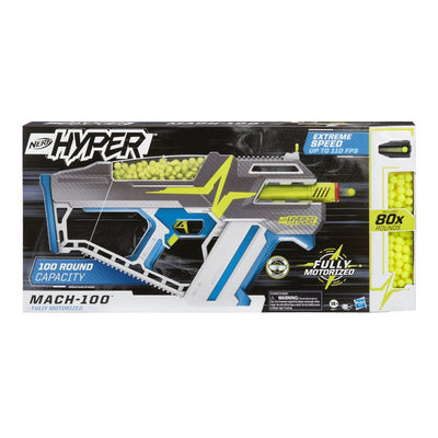 Nerf Hyper Mach-100 Fully Motorized Blaster, 80 Nerf Hyper Rounds Included**New in Box**