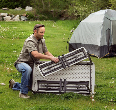 Lifetime 80373 Portable Folding Camping RV Picnic Table and Bench Set, Almond- NEW IN BOX!!!