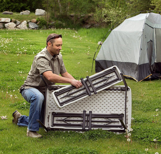 Lifetime 80373 Portable Folding Camping RV Picnic Table and Bench Set, Almond- NEW IN BOX!!!