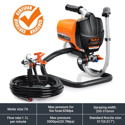 Tacklife 500W Airless Paint Sprayer with 25 feet High-Pressure Paint Hose and Changeable Filter- brand new