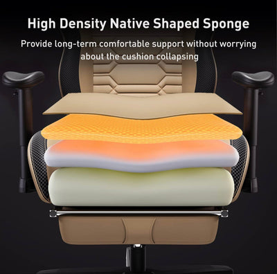 AutoFull Gaming Chair Ergonomic Gamer Chair with 3D Bionic Lumbar Support Racing Style PU Leather Computer Gaming Chair for Adults with Footrest,Brown!! NEW AND ASSEMBLED!!