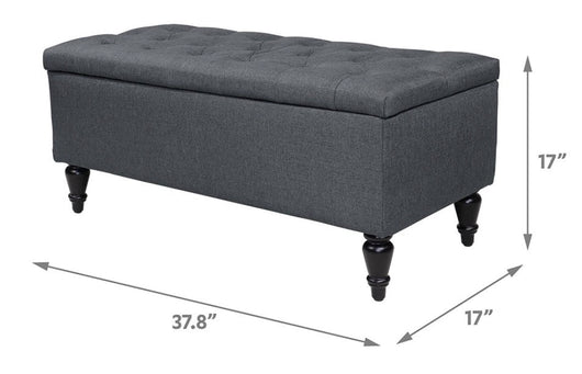Abble 38” Fabric Upholstered Tufted Storage Bench, Gray!! NEW IN BOX!!