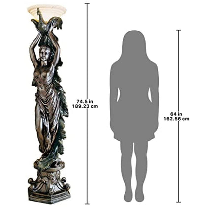 Design Toscano The The Peacock Goddess Sculptural Floor Torchière Lamp, 74 Inch, Bronze Verdigris Finish- BRAND NEW - SHIPPING DAMAGES - SEE PICS PLEASE