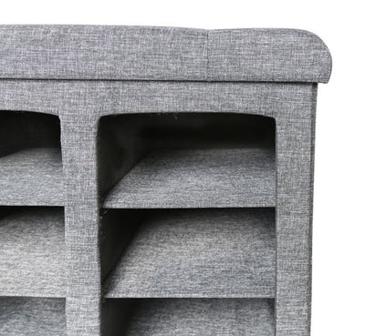 Seville Classics 9-Bin Foldable Tufted Shoe Storage Bench, Charcoal Gray- NEW IN BOX!!!!
