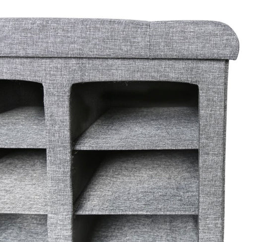 Seville Classics 9-Bin Foldable Tufted Shoe Storage Bench, Charcoal Gray- NEW IN BOX!!!!