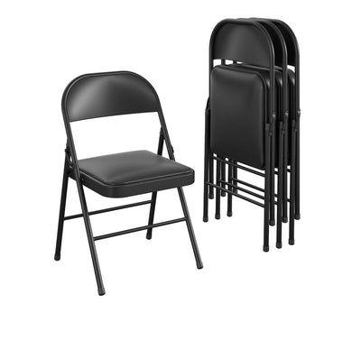 Mainstays Vinyl Folding Chair (4 Pack), Black- NEW IN BOX!!!
