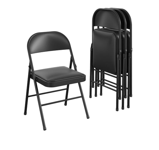 Mainstays Vinyl Folding Chair (4 Pack), Black- NEW IN BOX!!!