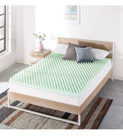 Best Price Mattress 4 Inch Egg Crate Memory Foam Mattress Topper with Calming Green Tea Infusion, CertiPUR-US Certified, Queen**New in box**