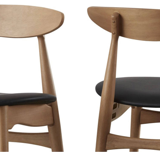 Chelsea Lane Mid Century Modern Black Faux Leather Wood Side Chairs, Set of 2, Ash Finish- NEW IN BOX!!!!