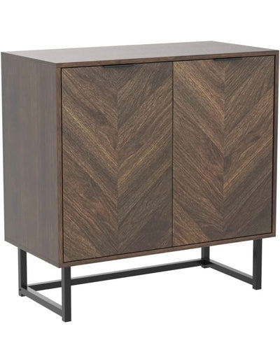 Nathan James Enloe Modern Sideboard Buffet, 32 inch Storage Accent Cabinet with Doors in a Rustic Finish and Matte Metal Base for Hallway, Entryway, Kitchen or Living Room, Walnut/Black- NEW IN BOX!!!!