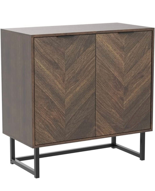 Nathan James Enloe Modern Sideboard Buffet, 32 inch Storage Accent Cabinet with Doors in a Rustic Finish and Matte Metal Base for Hallway, Entryway, Kitchen or Living Room, Walnut/Black- NEW IN BOX!!!!
