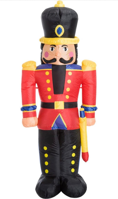 HOMCOM 6’ Christmas Inflatable Nutcracker Toy Soldier, Outdoor Blow-Up Yard Decoration with LED Lights Display- NEW (On Display, comes with original box)