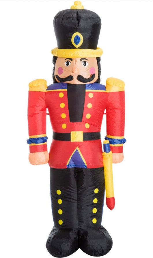 HOMCOM 6’ Christmas Inflatable Nutcracker Toy Soldier, Outdoor Blow-Up Yard Decoration with LED Lights Display- NEW (On Display, comes with original box)