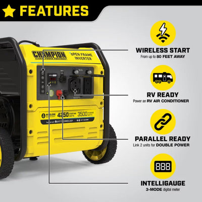 Champion Power Equipment 4250-Watt Wireless Remote Start Open Frame Inverter Generator- NEW IN BOX!!!!