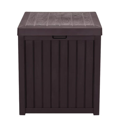Besbuy 51 Gallons Square Plastic Deck Box Lockable Seat,Brown!  -Brand new & Assembled but does have a very small crack on the back side, photos shown