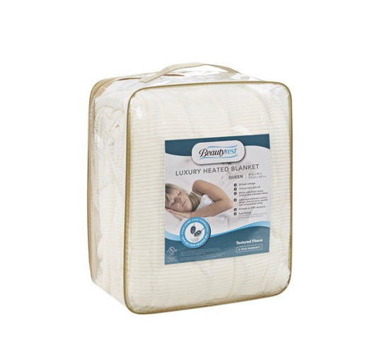Beautyrest Electric Micro Fleece Heated Solid Blanket, Queen, Ivory- NEW IN BAG!!!