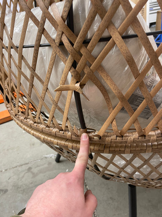 Better Homes & Garden Ventura Steel Stationary Wicker Egg Chair, Off-White/Tan Wicker Wrapping, **NEW AND ASSEMBLED,minor dents from shipping**