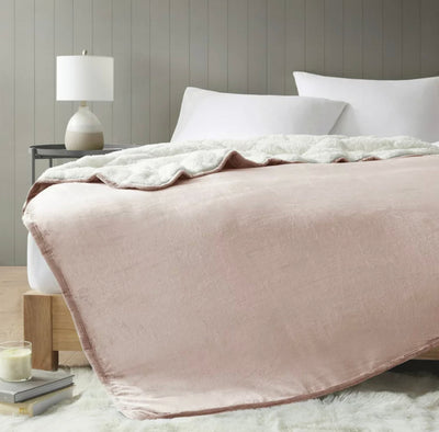 Comfort Spaces Velvet Plush Reverse To Sherpa 15lb Weighted Blanket Velvet, 60"x80", Blush- NEW IN BAG!