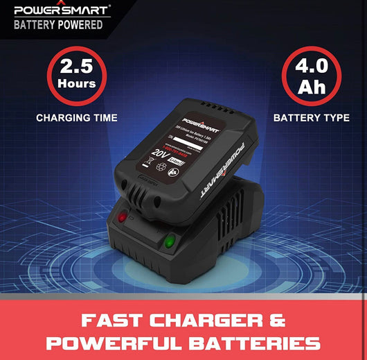PowerSmart Electric Chainsaw 20V Battery Powered, Cordless Chain Saw With 12 Inch Chain and Bar, 4Ah Battery And Fast Charger Included! (USED ONCE - VERY CLEAN!)  -Used once very clean, photos shown