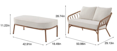 Better Homes & Gardens Willow Sage All-Weather Wicker Outdoor Loveseat and Ottoman Set, Beige!! NEW AND ASSEMBLED!!