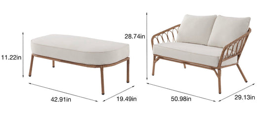 Better Homes & Gardens Willow Sage All-Weather Wicker Outdoor Loveseat and Ottoman Set, Beige!! NEW AND ASSEMBLED!!