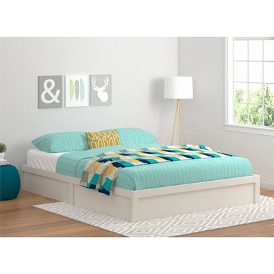 Ameriwood Home Platform Queen Bed Frame in Vintage White**New in box**