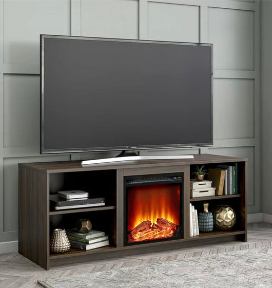 Mainstays Fireplace TV Stand for TVs up to 65", Walnut- NEW IN BOX!!!