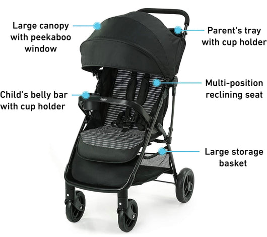 Graco NimbleLite Stroller, Car Seat Compatible, Compact Fold, Studio!! NEW IN BOX!!