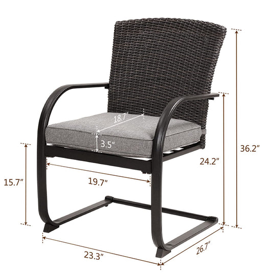 Grand Patio 2 Piece Outdoor Wicker Dining Chairs, All-Weather Spring Patio Furniture Dining Chairs Set of 2 with Cushions for Garden Pool Backyard Lawn, Grey**New in box**